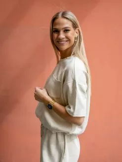 MOSS COPENHAGEN Isora Ima Q Short Sleeve Sweatshirt -Lee Butikk k mc 16812 oygray 220524 2