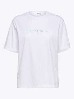 Selected Femme Vilja Short Sleeve Printed Tee W -Lee Butikk k sf 16085609 whiteg 230222 pa 1